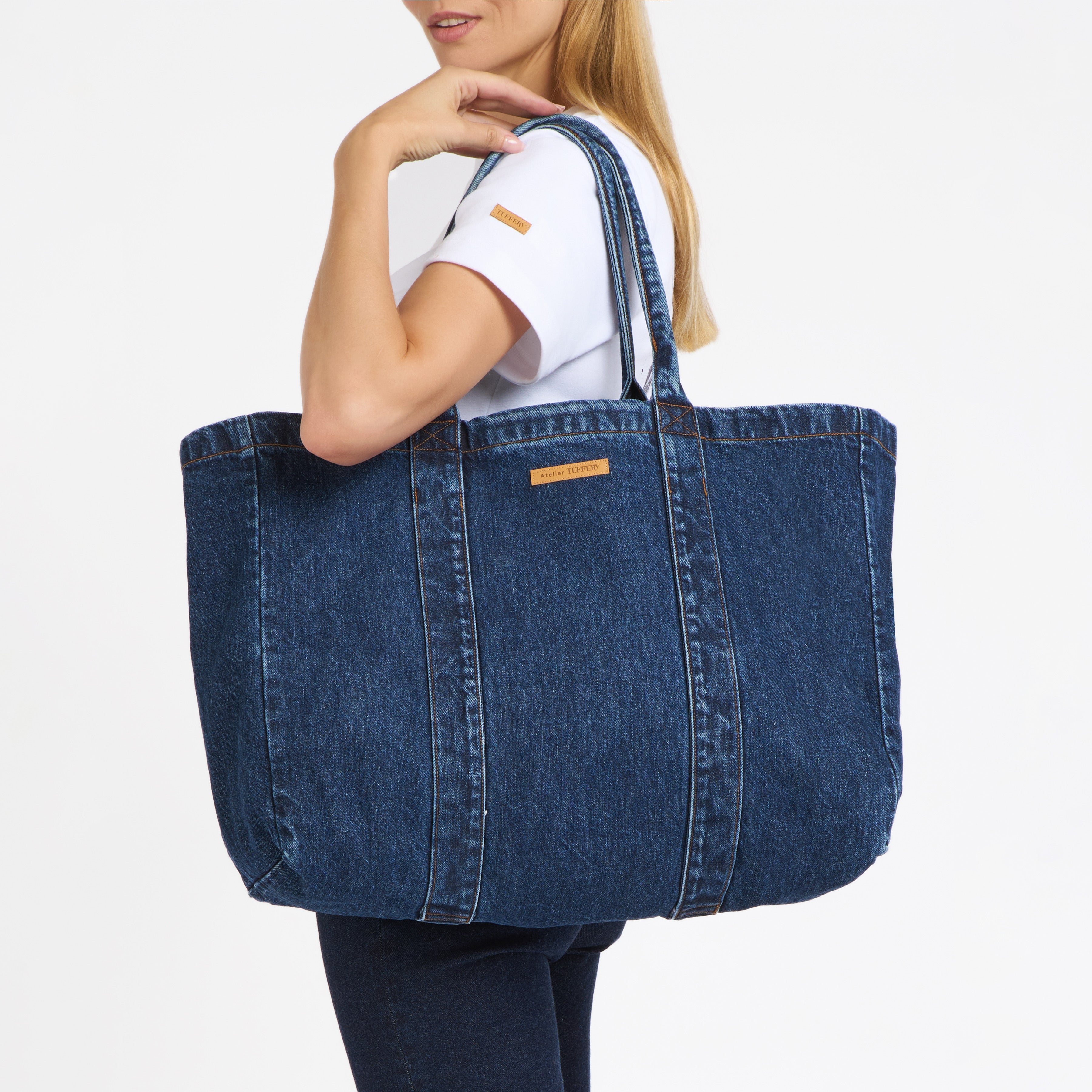 Large denim tote bag online